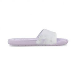 Klapki damskie Puma Cool Cat Hazy. Fioletowe klapki damskie Puma, bez wzorów, z materiału, sportowe, bez obcasa. Za 156.00 zł.