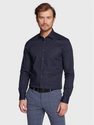 Tommy Hilfiger Koszula MW0MW25040 Granatowy Slim Fit. Niebieskie koszule męskie Tommy Hilfiger, m, bez wzorów, z bawełny, bez kołnierzyka, bez ramiączek. Za 299.99 zł.