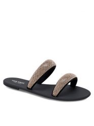 Nine West Klapki WFA2735-1 Złoty. Żółte klapki damskie Nine West, bez wzorów, z materiału, bez obcasa. Za 89.99 zł.