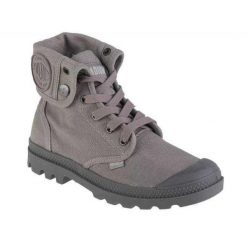 Botki Za Kostkę Dla Pań I Panów. Szare botki damskie Palladium, z bawełny, z okrągłym noskiem, za kostkę, bez obcasa, bez zapięcia. Za 581.99 zł.