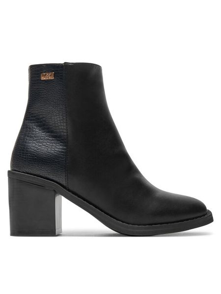 Lee Botki Amelia 50243017.11A Czarny. Czarne botki damskie Lee, ze skóry, bez obcasa, na słupku, bez zapięcia. Za 249.99 zł.
