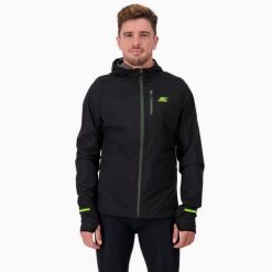 Kurtka przeciwwiatrowa wodoodporna Męska Bieganie MID-ULTRA WINDBREAKER. Czarne kurtki sportowe męskie BODYCROSS, na zimę, m, bez wzorów, do biegania. Za 640.99 zł.