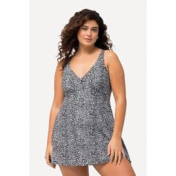 Damskie Strój kąpielowywzór w panterkę miękkie miseczki w kopertowym stylu. Czarne kostiumy jednoczęściowe damskie Ulla Popken, plus size, bez wzorów, z elastanu, sportowe, plus size. Za 279.99 zł.