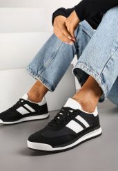 Czarne Sneakersy Tenisówki z Ozdobnymi Paskami Flormi. Czarne trampki i tenisówki damskie Born2be, bez wzorów, z jeansu, klasyczne, bez zapięcia. Za 89.99 zł.