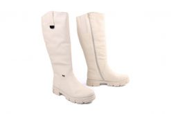 Rieker TEX Y7190-60 beige, kozaki damskie. Brązowe kozaki damskie Rieker, z wełny, bez obcasa. Za 439.90 zł.