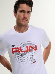 4F T-shirt regular z nadrukiem męski - biały XXL. Białe t-shirty męskie 4f, m, bez wzorów, z bawełny, klasyczne, bez kołnierzyka. Za 79.99 zł.