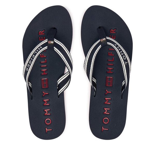 Japonki Tommy Hilfiger. Niebieskie klapki damskie Tommy Hilfiger, bez wzorów, bez obcasa. Za 169.99 zł.