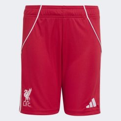 Spodenki podstawowe Liverpool FC 25/26. Czerwone szorty męskie Adidas, m, bez wzorów, z materiału, klasyczne. Za 125.30 zł.