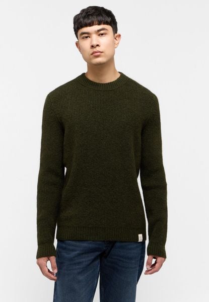 MUSTANG EMIL C CREW MĘSKI SWETER ELEGANCKI RIFLE GREEN 1015801 6514. Zielone swetry przez głowę męskie Mustang, m, bez wzorów, bez kołnierzyka. Za 129.99 zł.