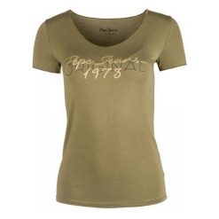 Pepe Jeans T-Shirt Damski Jane Xs, Khaki. Brązowe t-shirty damskie Pepe Jeans, z jeansu. Za 183.00 zł.