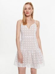 MICHAEL Michael Kors Sukienka codzienna MS381N18BK Biały Regular Fit. Białe sukienki damskie MICHAEL Michael Kors, na co dzień, bez wzorów, z bawełny, bez kołnierzyka, bez ramiączek, proste. Za 2,279.00 zł.