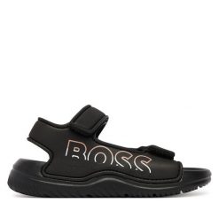 Sandały BOSS. Czarne sandały chłopięce Boss, bez zapięcia. Za 229.99 zł.