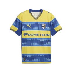 Męska koszulka wyjazdowa Parma Calcio PUMA. Niebieskie koszulki sportowe męskie Puma, m, bez wzorów, bez kołnierzyka, bez ramiączek, do biegania. Za 429.00 zł.