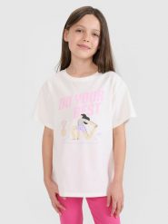 4F T-shirt regular z nadrukiem dziewczęcy - biały 164 (13-14 lat). Białe t-shirty i topy dla dziewczynek 4f, bez wzorów, z bawełny, bez ramiączek. W wyprzedaży za 19.99 zł.