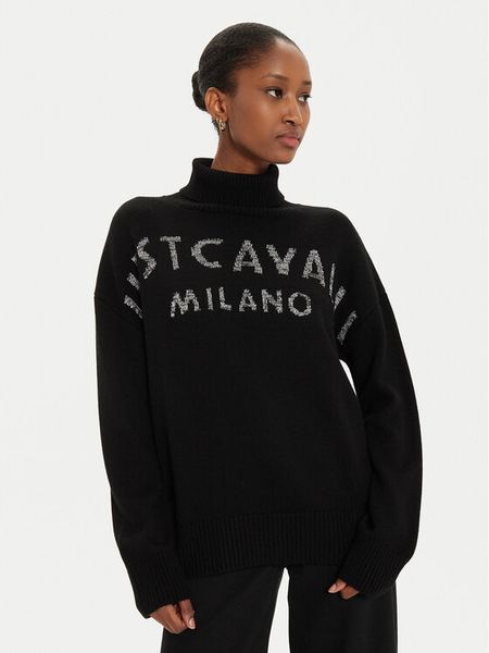 Just Cavalli Golf 77PAFM22 Czarny Regular Fit. Czarne swetry damskie Just Cavalli, l, bez wzorów, z syntetyku, bez kołnierzyka, bez ramiączek, bez kaptura. Za 719.00 zł.