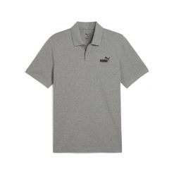 Męska koszulka polo Essentials z logo No. 1 z piki PUMA Medium Gray Heather. Szare koszulki polo męskie Puma, m, bez wzorów, prążkowane, bez ramiączek. Za 149.00 zł.