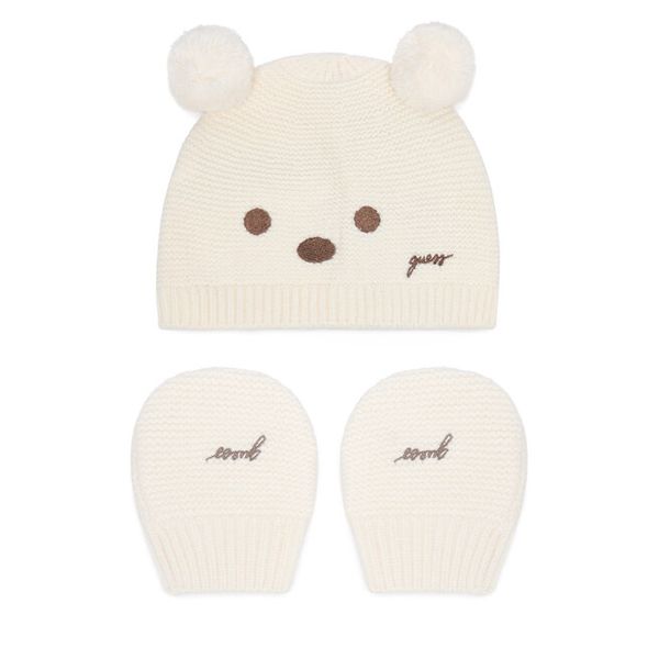 Zestaw czapka i rękawiczki Guess. Białe rękawiczki dziecięce Guess, z aplikacjami. Za 114.99 zł.