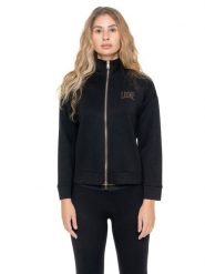 Bluza zimowa Leone 1947 Gold Studs Damen ze Stehkragen und Reißverschluss. Czarne bluzy sportowe damskie LEONE 1947 APPAREL, xs, bez wzorów, z tkaniny, bez kaptura, na fitness i siłownię. Za 383.11 zł.