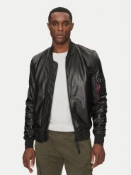 Alpha Industries Kurtka skórzana Ma-1 156141 Czarny Regular Fit. Czarne kurtki męskie Alpha Industries, l, bez wzorów, ze skóry, bez kaptura. Za 1,009.00 zł.