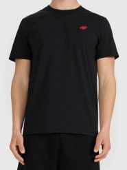 T-shirt bawełniany męski 4F 4FWMM00TTSHM3341. Czarne t-shirty męskie 4f, l, bez wzorów, z bawełny, klasyczne, bez kołnierzyka. Za 49.99 zł.