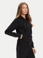 Guess Bluza W5YQ05 KBYE2 Czarny Regular Fit. Czarne bluzy damskie Guess, xxl, z aplikacjami, z syntetyku, bez kaptura. Za 239.99 zł.