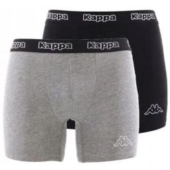 Bokserki Kappa 2-pak Czarno-szary Czarny/szary. Czarne bokserki męskie 909, m, bez wzorów, z bawełny. Za 142.99 zł.