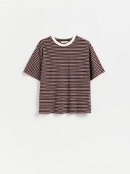 T-shirt w paski - inny. T-shirty damskie Reserved, l, bez wzorów, z bawełny, bez kołnierzyka. Za 49.99 zł.