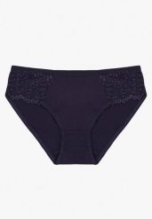 Granatowe Bawełniane Majtki Figi o Klasycznym Fasonie Venalice. Niebieskie figi damskie Renee, l, z aplikacjami, z bawełny. Za 4.99 zł.