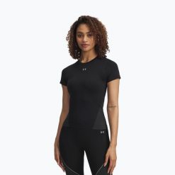 Koszulka Under Armour Vanish Seamless. Czarne koszulki sportowe damskie Under Armour, bez wzorów, bez kołnierzyka, bez ramiączek, na fitness i siłownię. Za 159.99 zł.