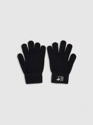 4F Rękawiczki dzianinowe z wiskozą dziecięce - czarne L/XL. Czarne rękawiczki dziecięce 4f, bez wzorów, z dzianiny. W wyprzedaży za 29.99 zł.