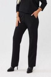 Czarne spodnie Florina - prosta nogawka i kieszenie po bokach PLUS SIZE XXL OVERSIZE JESIEŃ. Czarne spodnie materiałowe damskie Moda Size Plus Iwanek, plus size, bez wzorów, z nylonu. Za 189.90 zł.