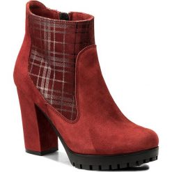Botki OLEKSY - 474/881/880 Czerwony. Czerwone botki damskie Oleksy, ze skóry, bez obcasa. W wyprzedaży za 279.00 zł.