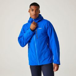 Okara męska kurtka przeciwdeszczowa. Niebieskie kurtki męskie Regatta, m, bez wzorów, z materiału, trekkingowe. W wyprzedaży za 157.49 zł.