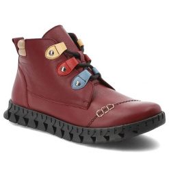 Czerwone Botki Armodo Skórzane Buty Damskie. Czerwone kozaki damskie Armodo, ze skóry, bez obcasa. Za 348.99 zł.