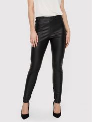 Vero Moda Spodnie z imitacji skóry 10257164 Czarny Skinny Fit. Czarne spodnie materiałowe damskie Vero Moda, l, bez wzorów, ze skóry. Za 109.99 zł.