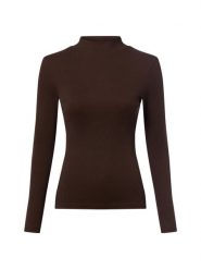 Marie Lund Damska koszulka z długim rękawem Kobiety Bawełna brązowy jednolity, XS. Brązowe t-shirty damskie Marie Lund, xs, bez wzorów, z bawełny, bez kołnierzyka. Za 149.95 zł.