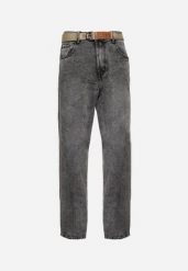Szare Jeansy o Fasonie Regular z Paskiem z Klamrą Adropea. Szare jeansy męskie Born2be. Za 129.99 zł.