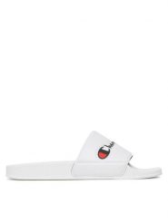 Champion Klapki Slide Varsity S11544-CHA-WW001 Biały. Białe obuwie sportowe damskie Champion, bez wzorów, ze skóry. Za 109.99 zł.