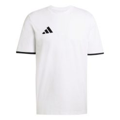 Koszulka Entrada26. Białe koszulki sportowe męskie Adidas, bez wzorów, z dzianiny, bez kołnierzyka, bez ramiączek, do piłki nożnej. Za 109.00 zł.
