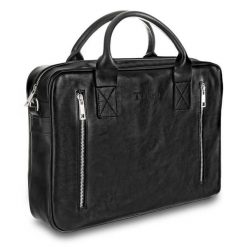 Torba męska skórzana Tizano TM08 czarna. Czarne torby na laptopa męskie TIZANO, bez wzorów, z materiału. Za 434.00 zł.