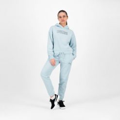 Spodnie dresowe damskie Puma Gym & Pilates. Niebieskie obuwie sportowe damskie Puma, s, bez wzorów, z bawełny, na fitness i siłownię. W wyprzedaży za 89.99 zł.