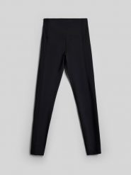 4F Legginsy do jogi szybkoschnące damskie - czarne L. Czarne legginsy damskie 4f, l, bez wzorów, z materiału, z podwyższonym stanem, na fitness i siłownię. Za 149.99 zł.