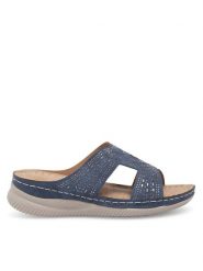 Clara Barson Klapki WYL05010-30 Niebieski. Niebieskie klapki damskie Clara Barson, bez wzorów, z syntetyku, bez obcasa. Za 89.99 zł.