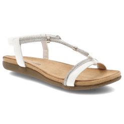 Białe Sandały Artiker Modne Obuwie Damskie. Białe sandały damskie Artiker, bez wzorów, bez obcasa, bez zapięcia. Za 139.00 zł.