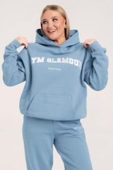 Bluza fitness damska Gym Glamour college sky. Niebieskie bluzy damskie GYM GLAMOUR, uniwersalny, bez wzorów, z bawełny, z kapturem. Za 199.99 zł.