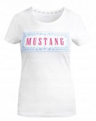 Koszulka Damska Mustang Sportowa Bawełna Logo. Białe koszulki sportowe damskie Mustang, l, bez wzorów, z bawełny, bez kołnierzyka, bez ramiączek. Za 69.00 zł.
