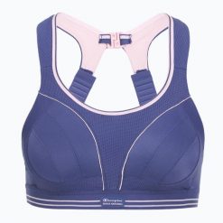 Biustonosz treningowy Shock Absorber Ultimate Run Bra. Niebieskie biustonosze Shock Absorber, bez wzorów, z elastanu. Za 199.99 zł.