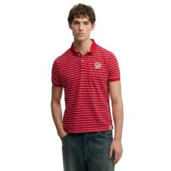 Koszulka polo w paski Superdry Vintage. Zielone koszulki polo męskie Superdry., na lato, s, bez wzorów, z jeansu, eleganckie, bez ramiączek. Za 257.70 zł.