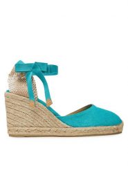 Castañer Espadryle Carina/8/002 021642 Turkusowy. Niebieskie sandały damskie Castañer, bez wzorów, z materiału, bez obcasa, bez zapięcia. Za 339.99 zł.
