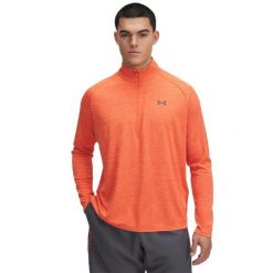 Koszulka męska Under Armour Tech Textured 1/2 Zip. Brązowe bluzy męskie Under Armour, m, bez wzorów, bez kołnierzyka, bez ramiączek, do biegania. Za 129.99 zł.